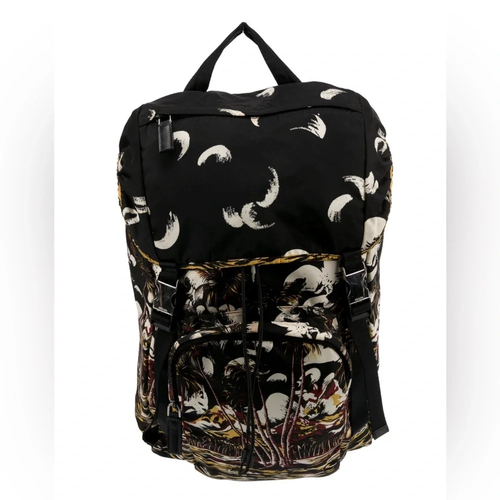 PRADA Large Nylon Backpack Rare Stampato Bag Rucksack Drawstring Limited Print - Picture 1 of 5